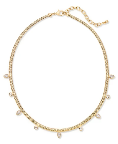 On 34th Gold-Tone Crystal Snake Chain Collar Necklace, 18" + 3" extender, Exclusively at Macy's
