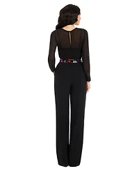 Dress the Population Women's Sequin Belted Pilar Jumpsuit
