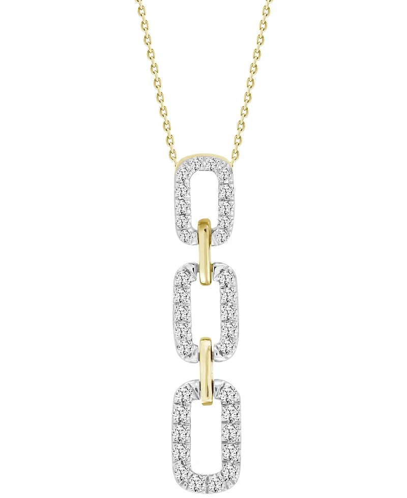Diamond Graduated Link Pendant Necklace (1/4 ct. t.w.) in 10k Gold, 16" + 2" extender