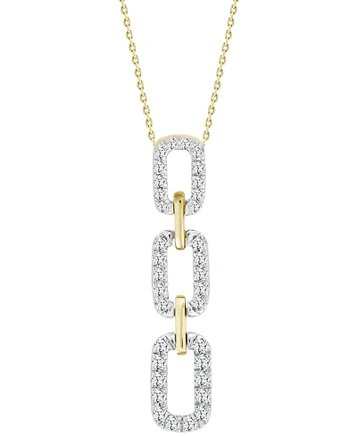 Diamond Graduated Link Pendant Necklace (1/4 ct. t.w.) in 10k Gold, 16" + 2" extender