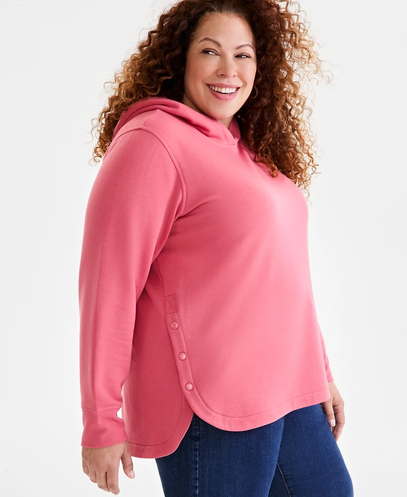 Style & Co Plus Side-Snap Fleece Hoodie