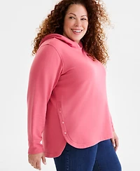 Style & Co Plus Side-Snap Fleece Hoodie