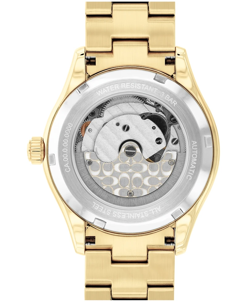 Coach Women's Brooks Automatic Gold-Tone Stainless Steel Bracelet Watch, 38mm