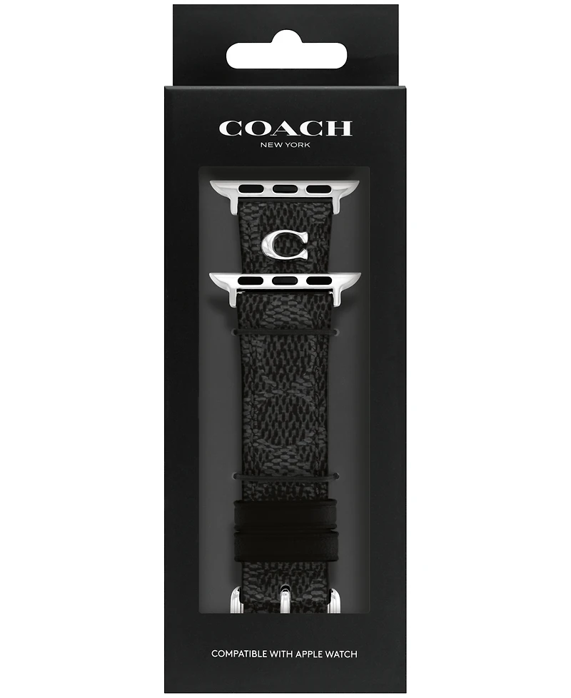 Coach Women's Black Coach Signature Canvas Leather Strap Band for Apple Watch 38mm, 40mm, 41mm