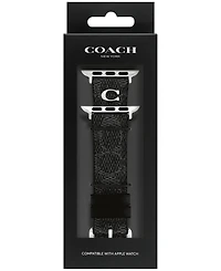 Coach Women's Black Coach Signature Canvas Leather Strap Band for Apple Watch 38mm, 40mm, 41mm
