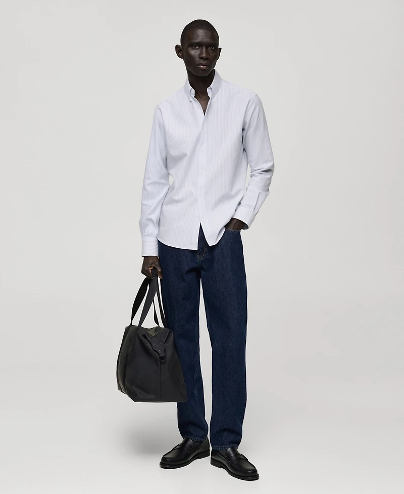 Mango Men's Slim-Fit Kodak-Striped Cotton Shirt