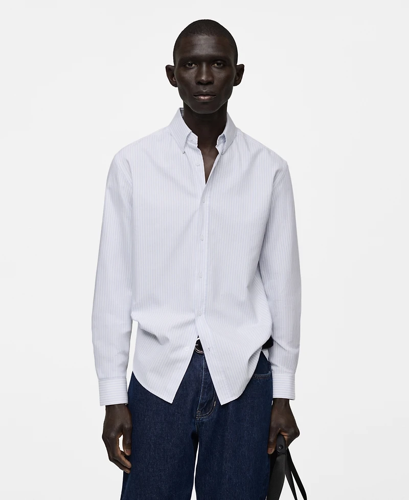 Mango Men's Slim-Fit Kodak-Striped Cotton Shirt