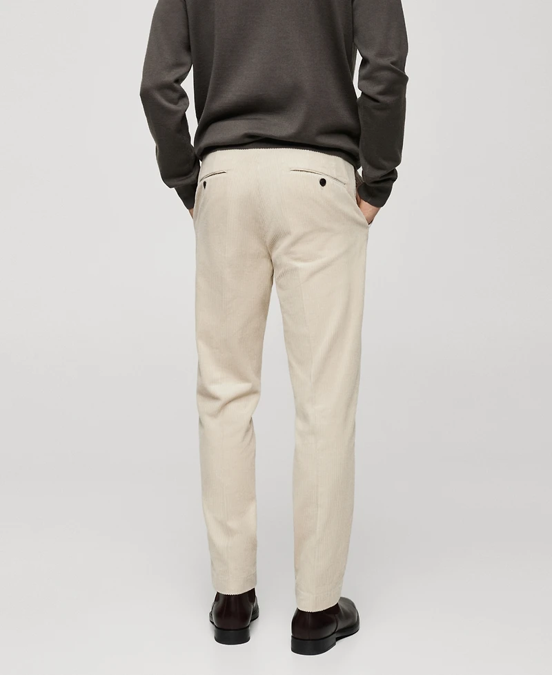 Mango Men's Slim-Fit Corduroy Tapered Crop Chino Pants