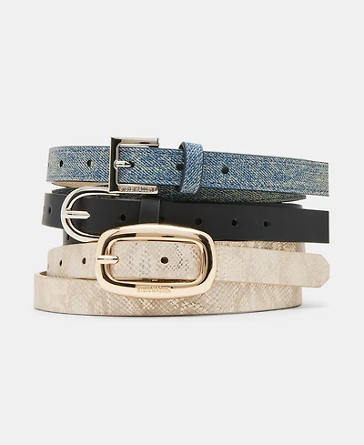 Steve Madden Women's 3-Pc. Faux-Leather Belt Set