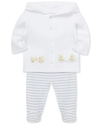 Little Me Baby Ducks Cotton Cardigan & Footed Pants, 2 Piece Set