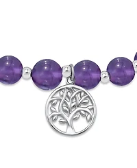 Macy's Silver-Plated Beaded Tree of Life Charm Stretch Bracelet