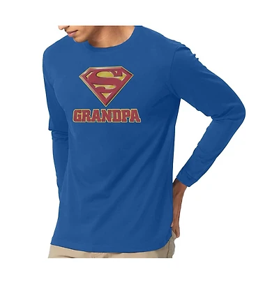 Superman Mens Super Grandpa Long Sleeve Adult Tee / T-Shirt