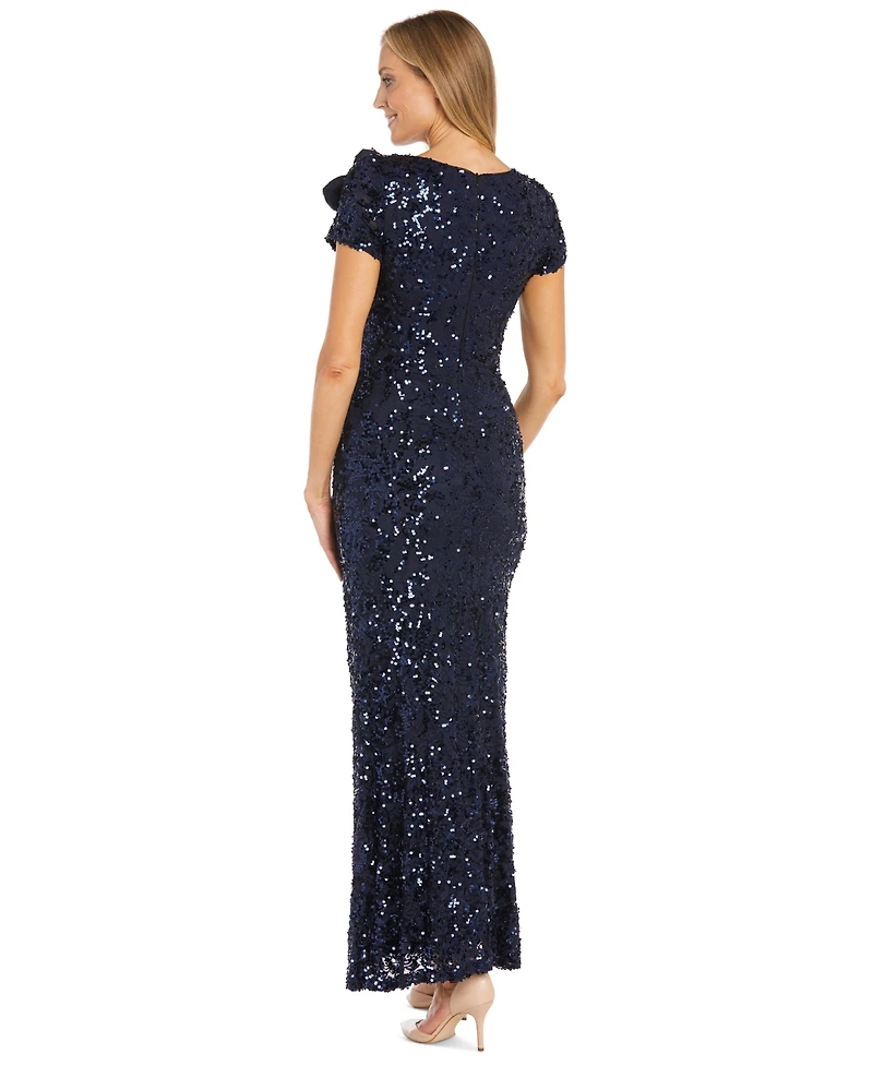 R & M Richards Women's Sequin Front-Slit Gown