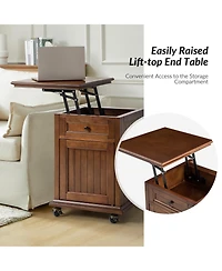 Hulala Home Tasia Traditional End Table with Hooded Caster Wheels and Adjustable Shelves