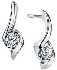 Sirena Diamond Twist Drop Earrings (1/8 ct. t.w.) in 14k White Gold