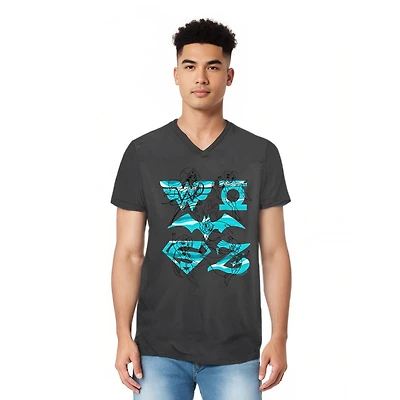 Dc Wonder Woman Men's Superhero Girls Comics Line Art Group Short Sleeve Adult V Neck Premium Cotton Tee / T-Shirt