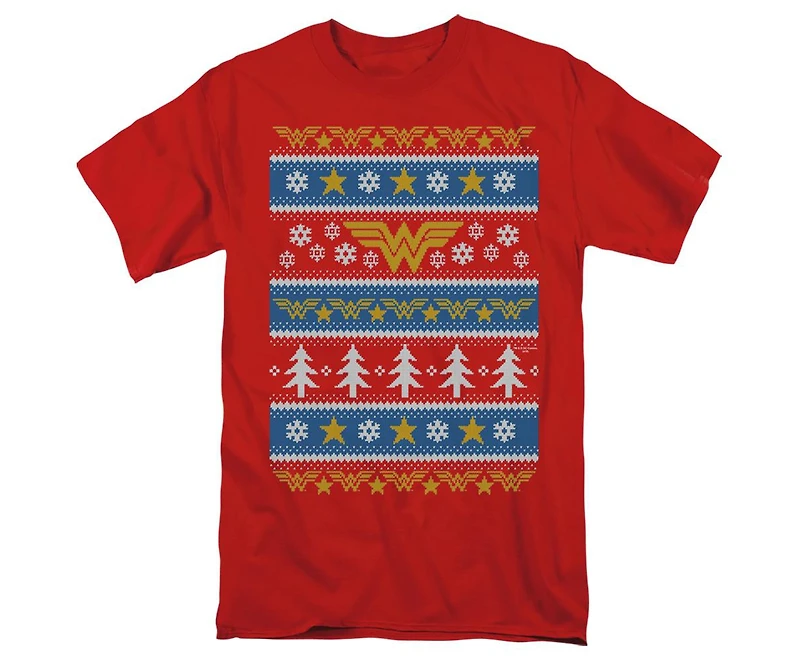 Dc Wonder Woman Men's Comics Christmas Sweater Short Sleeve Adult Tee / T-Shirt