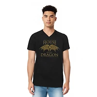 House Of The Dragon Men's Wings Short Sleeve Adult V Neck Premium Cotton Tee / T-Shirt
