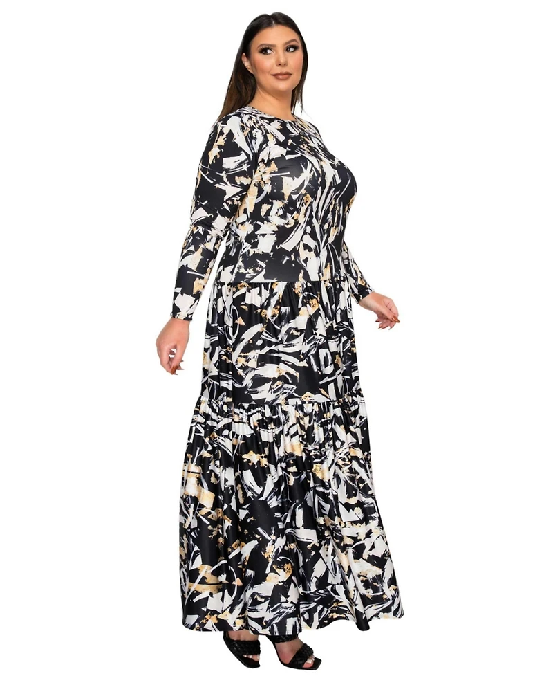L I V D Plus Size Zimmern Tiered Maxi Dress