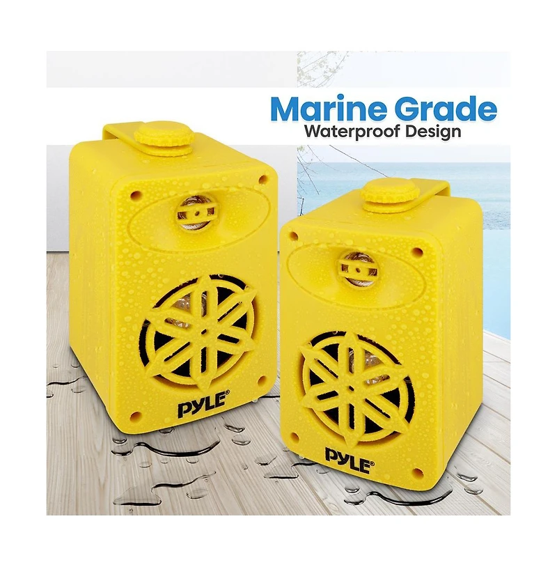 Pyle 3.5” 2-Way Bluetooth Wireless Speaker System - Waterproof, 200W Max Power, 1/2” Tweeter, Compact Design
