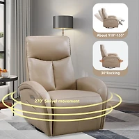Power Recliner Chair with Lumbar Support Max Swivel Degree 270° Heavy Duty Motion Mechanism with Usb and Type-c Ports