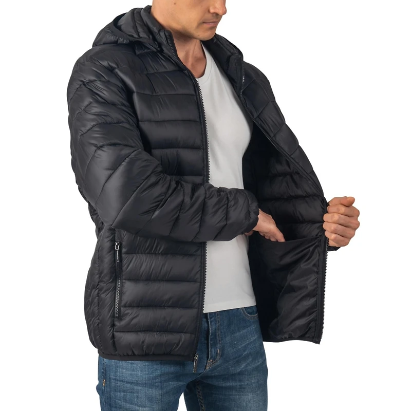 Alpine Swiss Men's Men s Lightweight Puffer Jacket with Removable Hood | Milo Winter Coat Packable Water-Resistant Down Alternative Bubble