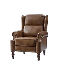 Hulala Home Volkert Triditional Genuine Leather Manual Recliner with Spindle Legs