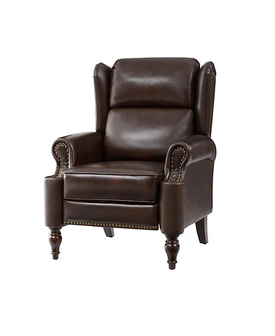 Hulala Home Volkert Triditional Genuine Leather Manual Recliner with Spindle Legs