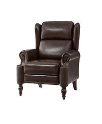 Hulala Home Volkert Triditional Genuine Leather Manual Recliner with Spindle Legs