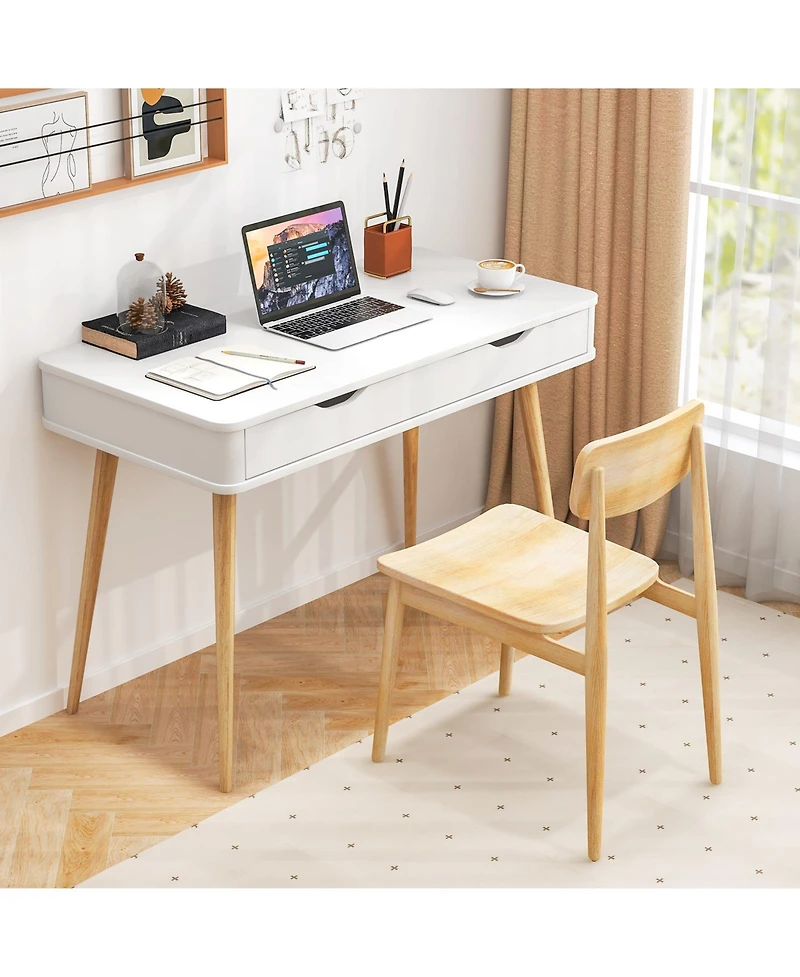 Gouun 43.5 Inch Computer Desk with 2 Drawers for Small Spaces