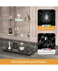 Black 31.7 in. W Display Cabinet with 2 Doors for Living Room Bedroom Office