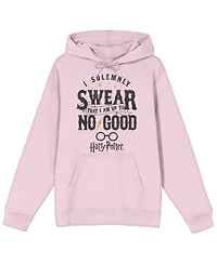 Harry Potter Men's I Solemnly Swear Am Up To No Good Long Sleeve Cradle Pink Hooded Sweatshirt-Medium