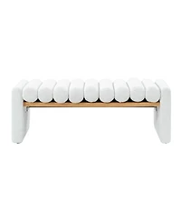 Modern Bench with Solid Wood and Removable Round Bolster Cushions