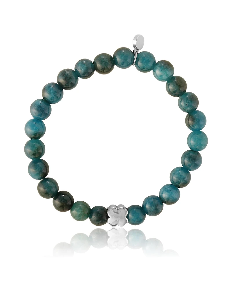 Lucky Brand Blue Teal Jade Stretch Bead Bracelet