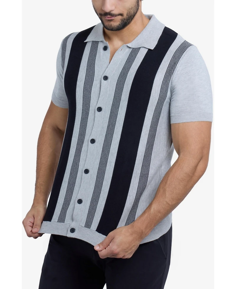 Spring + Mercer Men's Short Sleeve Sweater Knit Polo Shirt