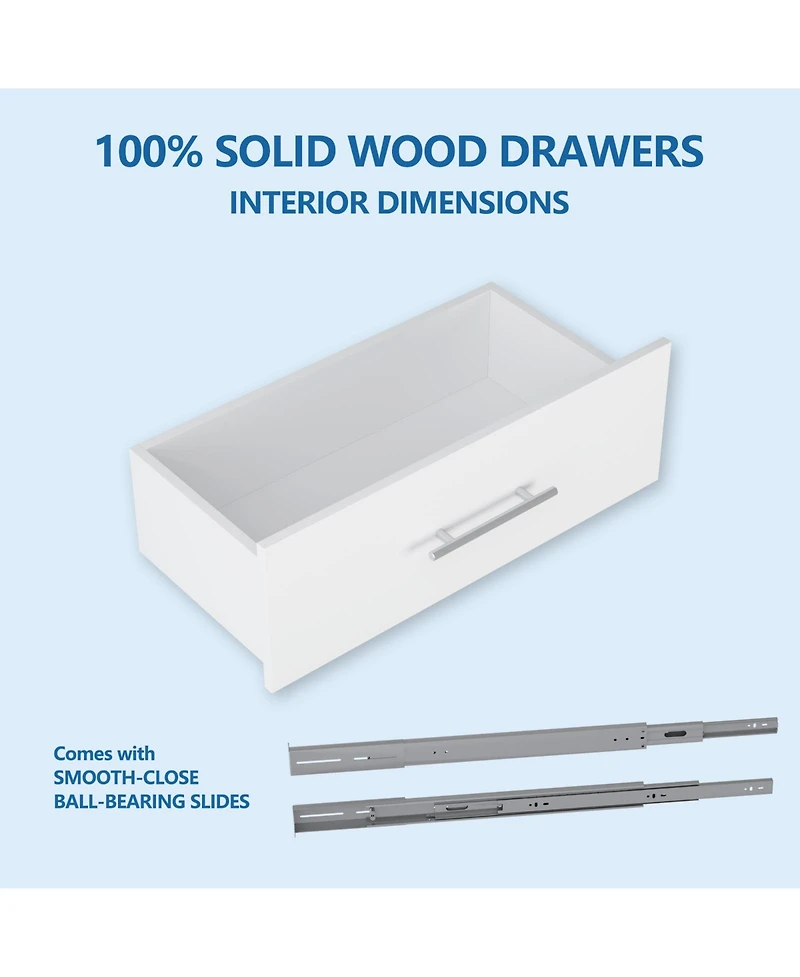Short Tower Wood Built In Closet Organizer Unit, Wood Closet Organizer Starter Kit, Mounted Closet Systems with 2 Drawers
