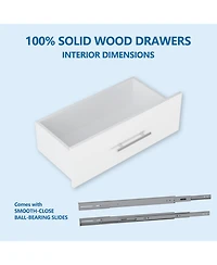 Short Tower Wood Built In Closet Organizer Unit, Wood Closet Organizer Starter Kit, Mounted Closet Systems with 2 Drawers
