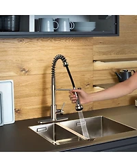 Lovmor 4-Function Brushed Nickel Pull Down Single Handle Kitchen Sink Faucet