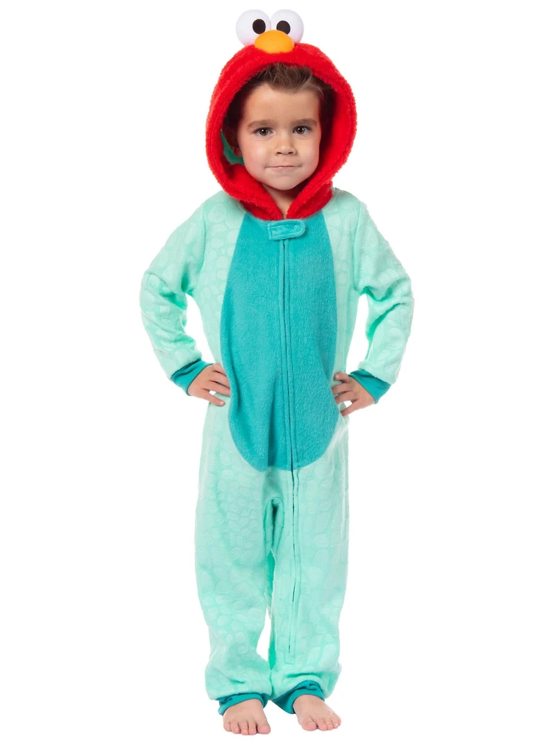 Sesame Street Toddler Boys 1-Piece Hooded Union Suit Footless Sleep Pajama