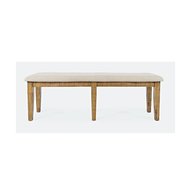 Jofran Telluride Rustic Farmhouse Solid Wood 55" Upholstered Dining Bench