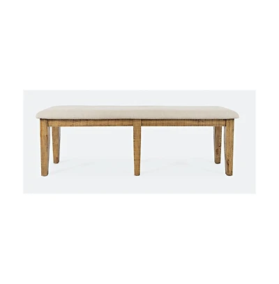 Jofran Telluride Rustic Farmhouse Solid Wood 55" Upholstered Dining Bench