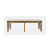 Jofran Telluride Rustic Farmhouse Solid Wood 55" Upholstered Dining Bench