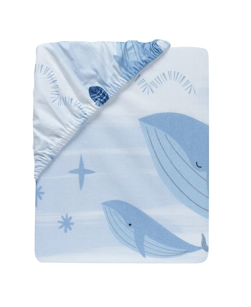 Lambs & Ivy Bubbles & Squirt 100% Cotton Whale/Ocean Fitted Crib/Toddler Sheet