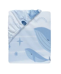 Lambs & Ivy Bubbles & Squirt 100% Cotton Whale/Ocean Fitted Crib/Toddler Sheet
