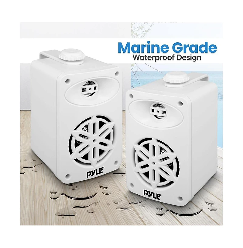 Pyle 3.5” 2-Way Indoor/Outdoor Speaker System - Waterproof Design with 1/2” High Compliance Polymer Tweeter