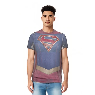 Supergirl Mens Uniform (Front/Back Print) Adult Poly/Cotton Short Sleeve Tee / T-Shirt