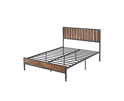 gaomon Queen Bed Frame with Headboard and Footboard, Metal Bed Frame with 14 Heavy Duty Steel Slats, Metal Queen Bed Frame, Under-Bed Storage, No Box