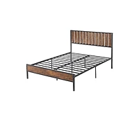 gaomon Queen Bed Frame with Headboard and Footboard, Metal Bed Frame with 14 Heavy Duty Steel Slats, Metal Queen Bed Frame, Under-Bed Storage, No Box