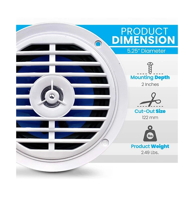 Pyle 5.25-Inch Waterproof Stereo Speaker System, 100 Watts