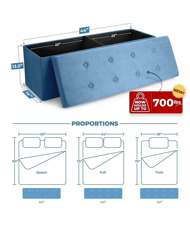 Sorbus 43 Inch Faux Suede Storage Bench - Perfect Toy and Shoe Chest, Hope Chest, Pouffe Ottoman, Seat, Foot Rest (Large|Teal)